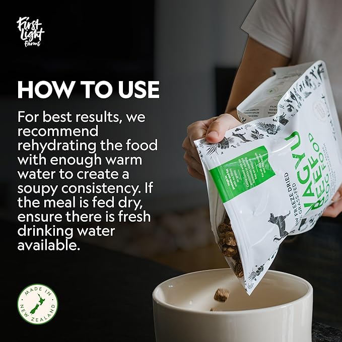 First Light Farms Freeze-Dried Dog Food Topper for Picky Eaters | High Protein Treat | Grain-Free Formula for All Breeds & Life Stages | Premium Wagyu Beef & Certified Humane | 6oz Bag