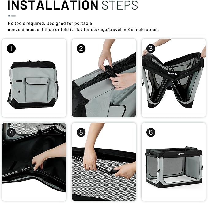 36 Inch Collapsible Dog Crate for Large Dogs - Portable Dog Travel Crate Soft Sided with Breathable Mesh Windows, Foldable Dog Kennel for Indoor and Outdoor, Grey