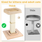 Cat Scratching Post,Heavy Duty and Thicker Scratching Posts for Indoor Cats Adults, Cat Scratcher with Cat Perch, Tall Cat Scratching Post with Bed, Removable Cover, 28 inches
