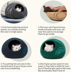 MEOWFIA Cat Cave – Premium Felt Cat Bed for Indoor Cats, Handmade 100% Merino Wool (Dark Shades) (Large, Black Aqua)