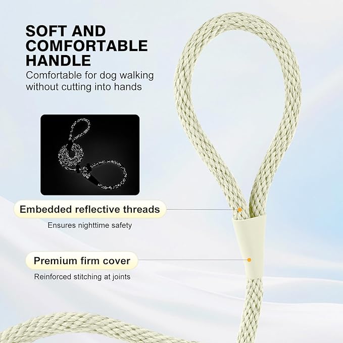 Lynxking Dog Leash Slip Lead Reflective Breathable Rope Comfortable Strong No Pull Slip On Pet Training Lead for Dogs
