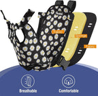 Pawaboo Pet Carrier Backpack, Adjustable Pet Front Cat Dog Carrier Backpack Travel Bag, Legs Out, Easy-Fit for Traveling Hiking Camping for Small Medium Dogs, Medium Size, Black Daisy