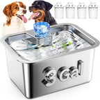 Stainless Steel Dog Water Fountain, 3 Gallon Extra Large Pet Fountains for Large Dogs, Great Dane Waterer Automatic Dog Bowl Dispenser,Filter Drinking Bowls for Multi Pets, Easy to Clean, Quiet Pump