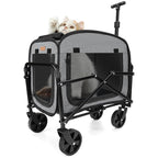 Lekereise Extra Large Pet Carrier with Wheels – Soft-Sided Foldable Rolling Cat Carrier for Puppy and Small Medium Dogs Under 30lbs, Stable & Ventilated Travel Crate for Camping and Outdoor, Grey
