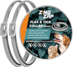 ZingZap Flea & Tick Collar 2-Pack Gray, Protects from Biting Insects, Adjustable Fits Both Dogs & Cats, Built-in Plant Based Formula, Slow Release Lasting Protection, Waterproof