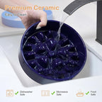 Sted Ceramic Slow Feeder Dog Bowls for Medium Large Breed, Slow Feeding Dog Bowl, Dog Food Bowls for Fast Eaters, Slow Down Eating, Puzzle Dog Food Bowl with Silicone Base, Maze Blue