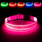 Illumifun LED Dog Collar USB Rechargeable Light Up Dog Collar, Water-Resistant Adjustable Safety Collar Light for Small Medium Large Dogs Glow in The Dark (Pink, Large)