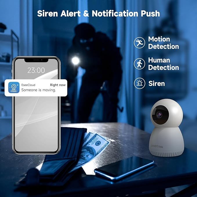 2K Baby Monitor with Phone App, 360° Pan-Tilt Indoor Camera for Home Security, AI Human/Pet Detection, Night Vision, 2-Way Audio, WiFi 2.4G/5G, SD/Cloud Storage, Compatible with Alexa