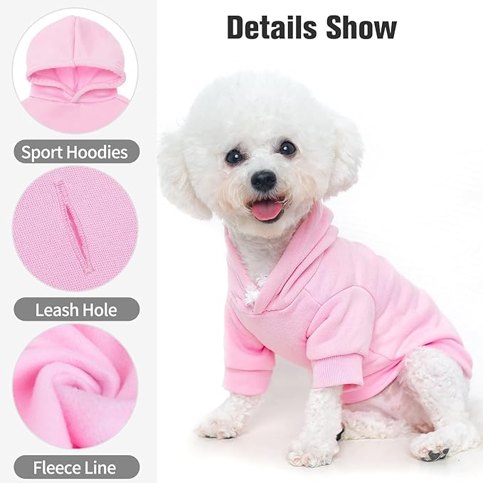 BINGPET Dog Hoodies - Fleece Lined Fall Dog Puppy Sweatshirt Soft Warm Sweater Winter Hooded Clothes for Small Medium Large Dogs & Cats