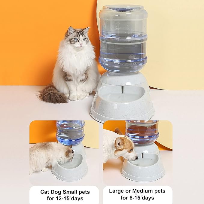 Pet Water Dispenser Station - 3 Gallon/11L Replenish Pet Waterer for Large Dog Cat Animal Automatic Gravity Water Drinking Fountain Bottle Bowl Dish Stand