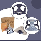 Puppytie No Pull Dog Harness with Multifunction Dog Leash,Soft Adjustable No Choke Escape Proof Pet Harness Vest for Medium Dogs,Glossy Galaxy Blue,M