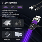 LED Dog Collar with Metal Buckle - USB Rechargeable Glow Collar for Dogs, Waterproof Light Up Dog Collar w/Reflective Strips - Adjustable Night Safety Collars by PetIsay(Purple,Large)
