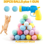 31Pcs Cat Ball Toy Launcher Gun,Cat Balls Fetch Toy,30Pcs Plush Fuzzy Balls Launcher Cat Toy for Cats with 1 Gun,Funny Interactive Cat Toys for Bored Indoor Adult Cats,Cute Kitten Kitty Toys
