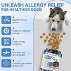 200 PCS Dog Allergy Chews, Dog Allergy Relief Chews with Probiotic Anti-Itch for Dogs - Omega 3 Fish Oil - Itching Skin Relief, Immune & Skin & Coat Support, Hot Spots, Paw Licking and Sensitivities