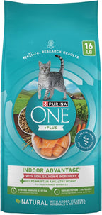 Purina ONE Natural Low Fat, Indoor Dry Weight Control High Protein Cat Food Plus Indoor Advantage With Real Salmon - 16 lb. Bag