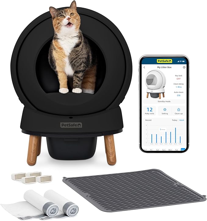 PetSafe ScoopFree SmartSpin Self-Cleaning Litter Box Bundle - Smart Cat Litter Box - Automatic Waste Collection - Odor Control - Complete Litter Kit - Multi-Cat Households