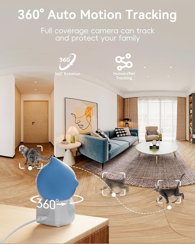 ZUMIMALL Pet Camera Indoor, 5G/2.4G WiFi Camera for Dog/Cat with Laser Toy, 3MP Pet Security Cameras with Phone App, 2-Way Talk, Auto Tracking, Pet/PIR/AI Detection, Privacy Protect, Alexa/ONVIF/Cloud