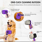 3 PCS Dog Grooming Brush Kit – Self Cleaning Slicker Brush for Shedding Short & Long Haired Dogs & Cats. Removes Loose Fur, Undercoat, Mats, Tangles for Small, Medium & Large Pets. Purple