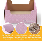 HIDE & SCRATCH Cat Scratcher Box and Cat Bed with Refillable Double-Sided Cardboard Scratch Pad for Indoor Cats