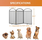 3 Panels Full Matel Freestanding Dog Gates with Door, 72"Extra Wide 36"Tall Free Standing Dog Pet Gate for Indoor & Outdoor. Foldable Pet Fences for Doorways, House, Stairs, Porch, Deck, Yard