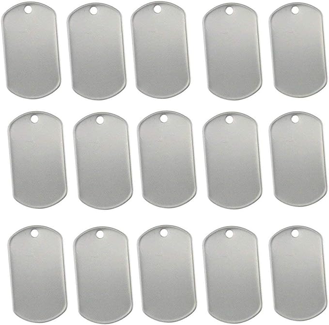 Tinsow 100PCS Blank Bulk Dog Tags for Stamping Engraving Shiny Stainless Steel Military Rolled Edge Backing Dog Tags for Doggies Engraved