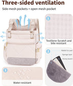 OFY Cat Carrier Puffy Backpack Breathable Small Dog Front Backpack Large Space for Small Dogs, Drawstring & Water-Resisant Pet Bag for Travel Hiking, Beige Gray Patent Pending