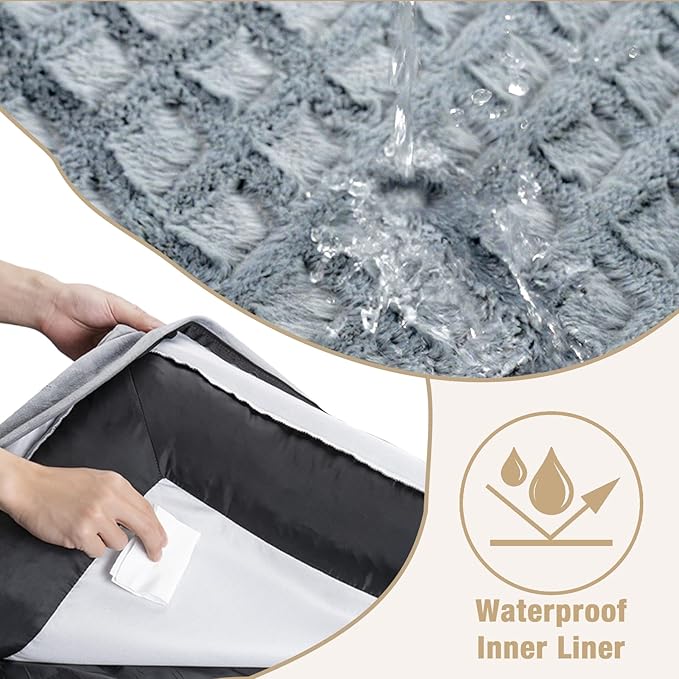 Comfort Expression Orthopedic Dog Bed for Large Dogs, Waterproof Dogs Beds with Bolsters, Large Dog Bed with Removable Washable Cover & Non-Skid Bottom(Grey)