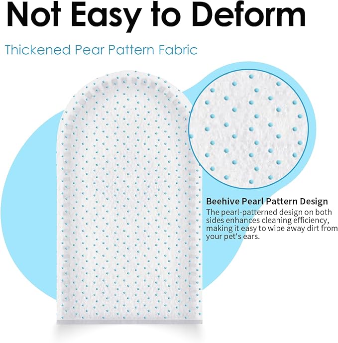 Mooncat Cat & Dog Ear Cleaner Wipes - Gentle Finger Wipes for Ear Infection, Mites, Wax & Odor - Easy & Soothing Itch Relief Cleaning Solution for Sensitive Ears - 40 Finger Wipes