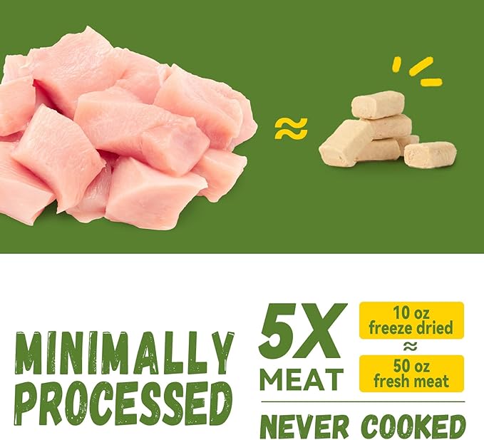 OPET Freeze Dried Cat Food, Chicken & Salmon Oil Recipe, Complete & Balanced Meal or Topper, Premium, Healthy, Grain Free, High Protein Raw Cat Freeze Dried Treats (10 oz, Chicken)