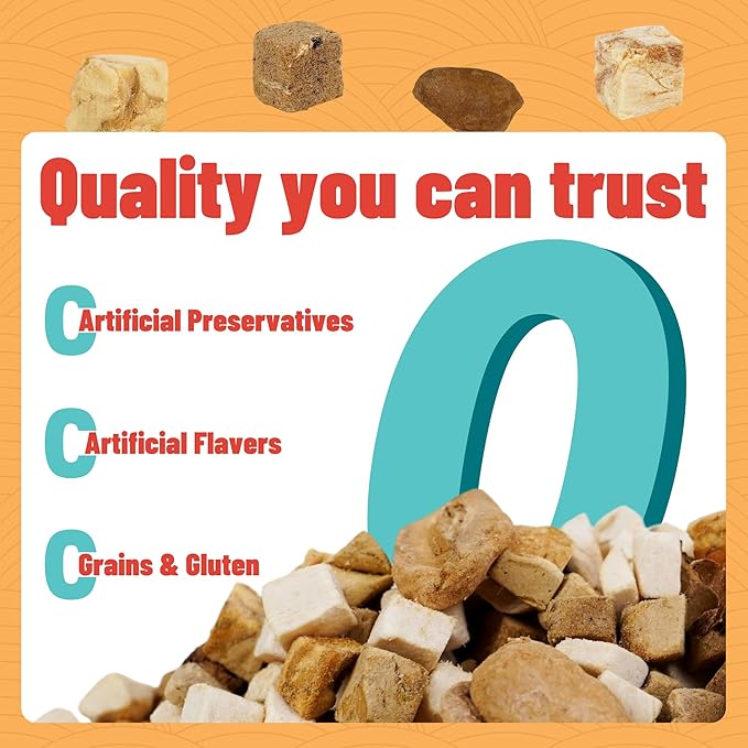 Just Try 16OZ Freeze-Dried Dog Teats Mix for Dogs & Cats - Chicken, Duck, Salmon, Cod, Liver & Heart - Grain-Free, Training & Treats