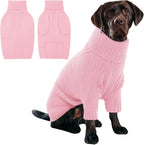 IECOii XXL Dog Sweater,Thermal Knit Big Dog Sweater with Sleeve,Pet Turtleneck Doggy Sweatshirt for Extra Large Dogs Boy Girl,Stretchy Large Dogs Cold Weather Outfit Pitbull Clothes,(Pink,XXL)