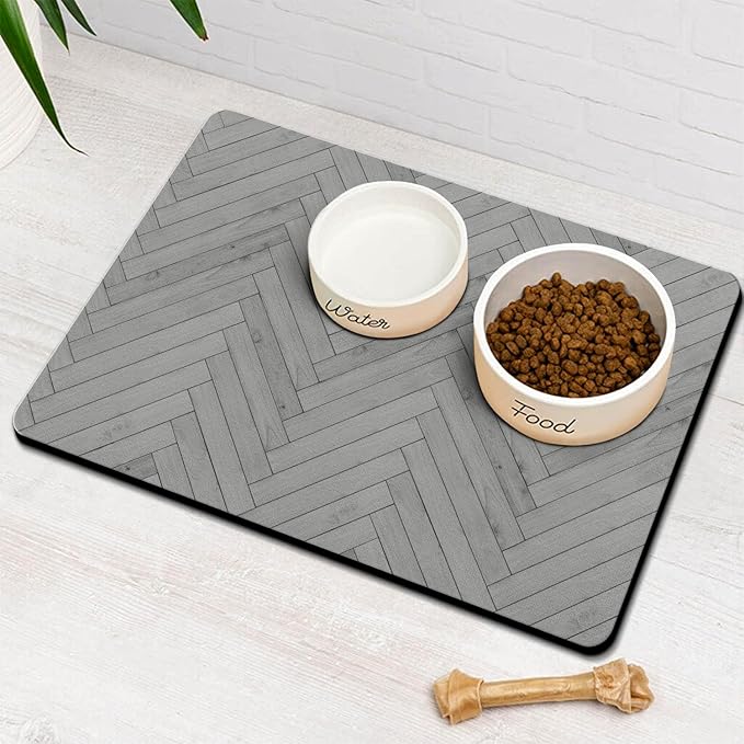 Dog Food Mats for Floors Absorbent, Pet Cat Food Mat - Quick Dry Dog Bowl Mats for Food and Water
