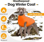 Winter Dog Coat for Extra Large Dogs with Back Zipper Detachable Neck Wrap, Windproof Warm Pet Jacket Vest, Dogs Snowsuit Cold Weather Coat, German, Pointer, Golden Retriever, Orange 2XL