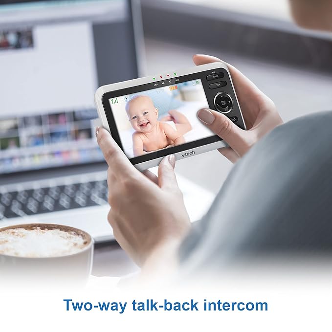 VTech [Upgraded] VM350-2 Baby Monitor, 5" Screen,2 Cameras,1000ft Range, Night Vision, 2-Way Audio, Lullabies, Secure Transmission No WiFi