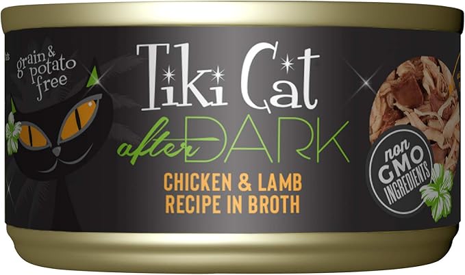 Tiki Cat After Dark, Chicken & Lamb, High-Protein and 100% Non-GMO Ingredients, Wet Cat Food for Adult Cats, 2.8 oz. Can (12 Count)