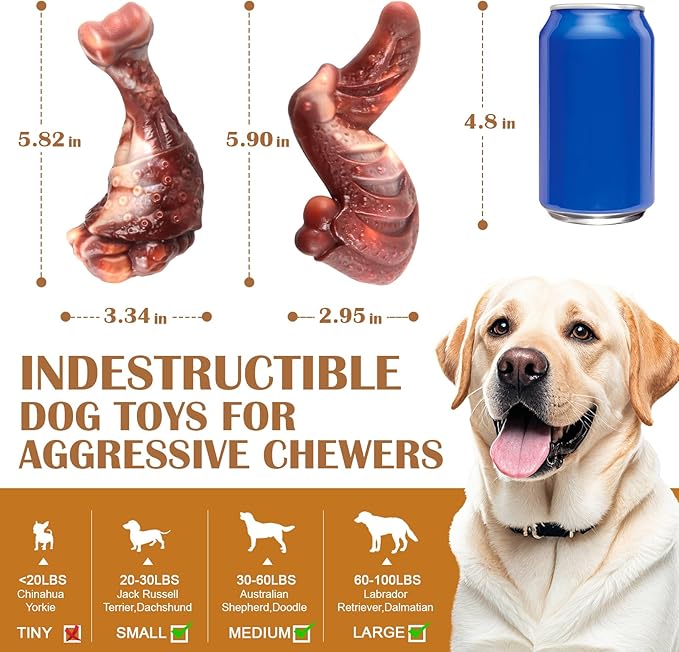 Dog Chew Toys for Aggressive Chewers: 2 Pack Indestructible &ToughToys for Aggressive Chewers-Dog Bones Nylon Toys for Small, Medium, Large Breeds-Super Chewer Toys to Keep Them Busy