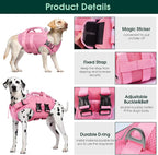 Kuoser Dog Life Jacket High Flotation, Reflective Dogs Life Vest for Swimming Boating, Adjustable Small Medium Large Dog lifejacket, Lightweight Dogs Life Preserver Rescue Handle Spring Summer Pool