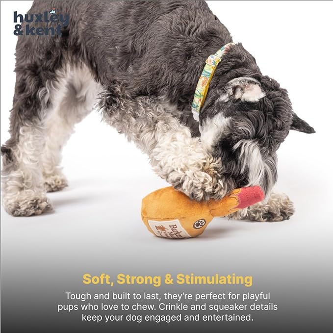 Huxley & Kent Funny Dog Toy w/Squeaker – Power Plush Squeaky Dog Toys for Small Dogs – Durable Small Stuffed Animal for Indoor Play & Fetch - Tiny Tuff Barker's Mark