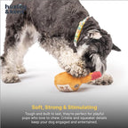 Huxley & Kent Funny Dog Toy w/Squeaker – Power Plush Squeaky Dog Toys for Small Dogs – Durable Small Stuffed Animal for Indoor Play & Fetch - Tiny Tuff Barker's Mark