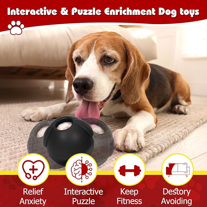 Yipetor Interactive Treat Dispensing Dog Toys, Heavy Duty Frozen Dog Treat Ball - Slow Feeding Puppy Lick Bowl Tough Chew Toy for Large Medium Dogs to Keep Them Busy/Relief Anxiety/Puzzle Stimulate