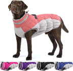 Dog Jackets for Large Dogs, Large Dog Winter Coat, Pet Cold Weather Coats, XXXL Pet Jacket with D-Ring, Waterproof Coat with Back Zipper,Snowsuit Labrador German Shepherd Doberman,Pink,XXXL