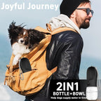 Portable Dog Water Bottle With Bowl - Travel Leak Proof Pet Accessory for Walking, Hiking and Camping (Black, 19oz)