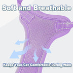 Cat Harness and Leash Set Escape Proof for Kitten Walking, Soft Adjustable Top Handle Vest Harnesses for Cats, Easy Control Breathable Reflective Small Medium Large, Violet Purple, XXS