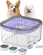 3L Dog Water Bowl No Spill 101oz Large Capacity Spill Proof Slow Drinking Water Feeder No Splash Pet Water Bowl Vehicle Carried Travel Dog Bowl for Sloppy Messy Drinkers Cats(Purple)
