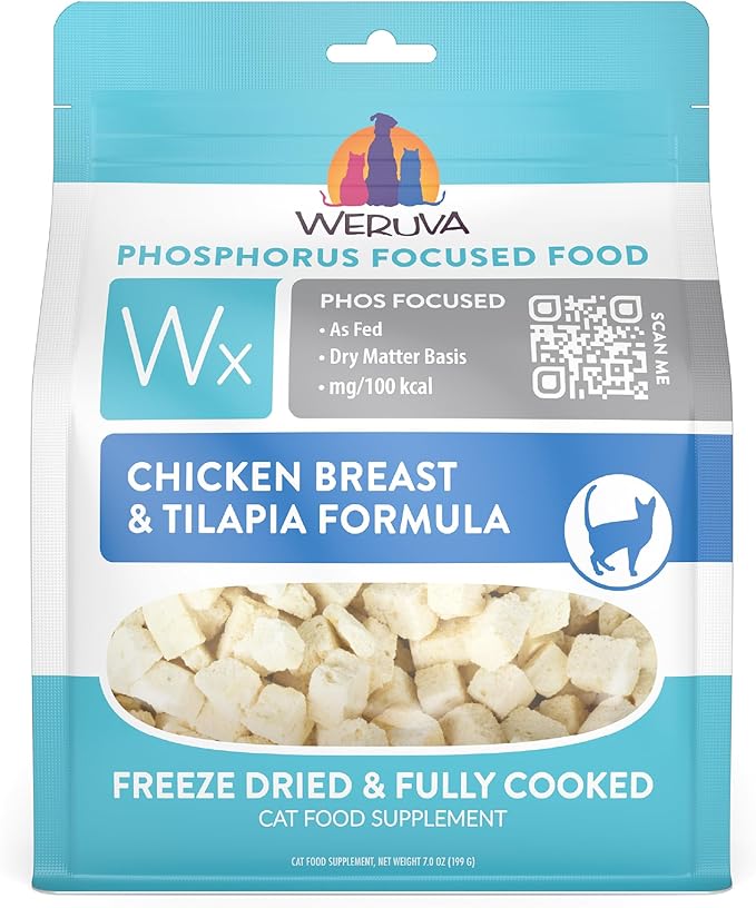 Weruva Wx Phos Focused Freeze Dried, Chicken Breast & Tilapia Formula, 7oz Bag