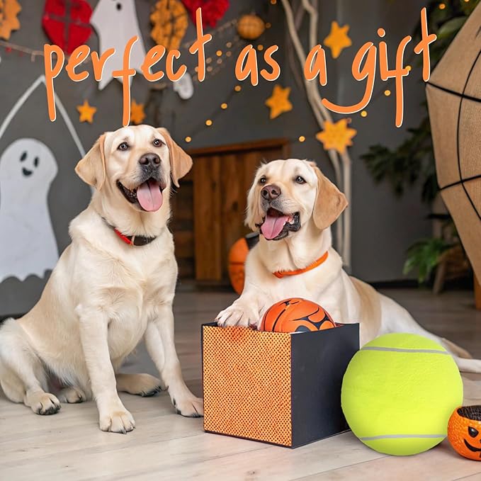 SCENEREAL Large Tennis Ball for Dogs, 9.5" Inflatable Dog Toy Balls for Large Medium Small Dogs Puppies, Funny Interactive Sports Ball for Indoor Outdoor Training Playing