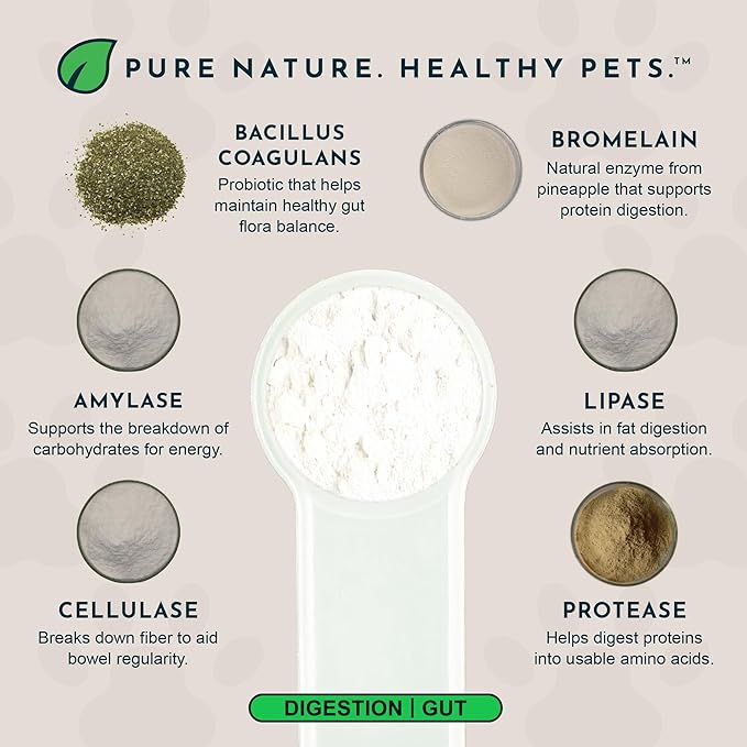 Animal Essentials Plant Enzyme & Probiotics for Dogs & Cats - Digestive Enzymes for Dogs, Probiotic Powder, Digestive Supplement, No Preservatives, Veterinarian Recommended - 3.5 Oz