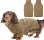 IECOii Dachshund Sweater,Turtleneck Dog Sweater for Small Medium Dogs Girl Boy,Stretchy & Breathable,Warm Knitted Pullover Coat,High Neck Knitwear for Cold Weather Indoor & Outdoor Wear (Camel,M)