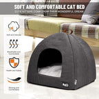 Cat Bed for Indoor Cats -Premium Pet Beds for Cats and Small Dogs, Cat Bed Cave, Comfortable Covered Cat Bed, Cat Tent, Kitten Bed, Small Animal Bed and Cat Hut with Cushioned Pillow (Medium, Grey)