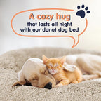 Donut Dog Bed - Premium Comfort for Anxiety Relief - Fluffy & Calming Design with Ultra-Plush Support | Cozy Round Dog Bed with Super Soft Circle Style (Size M Beige)